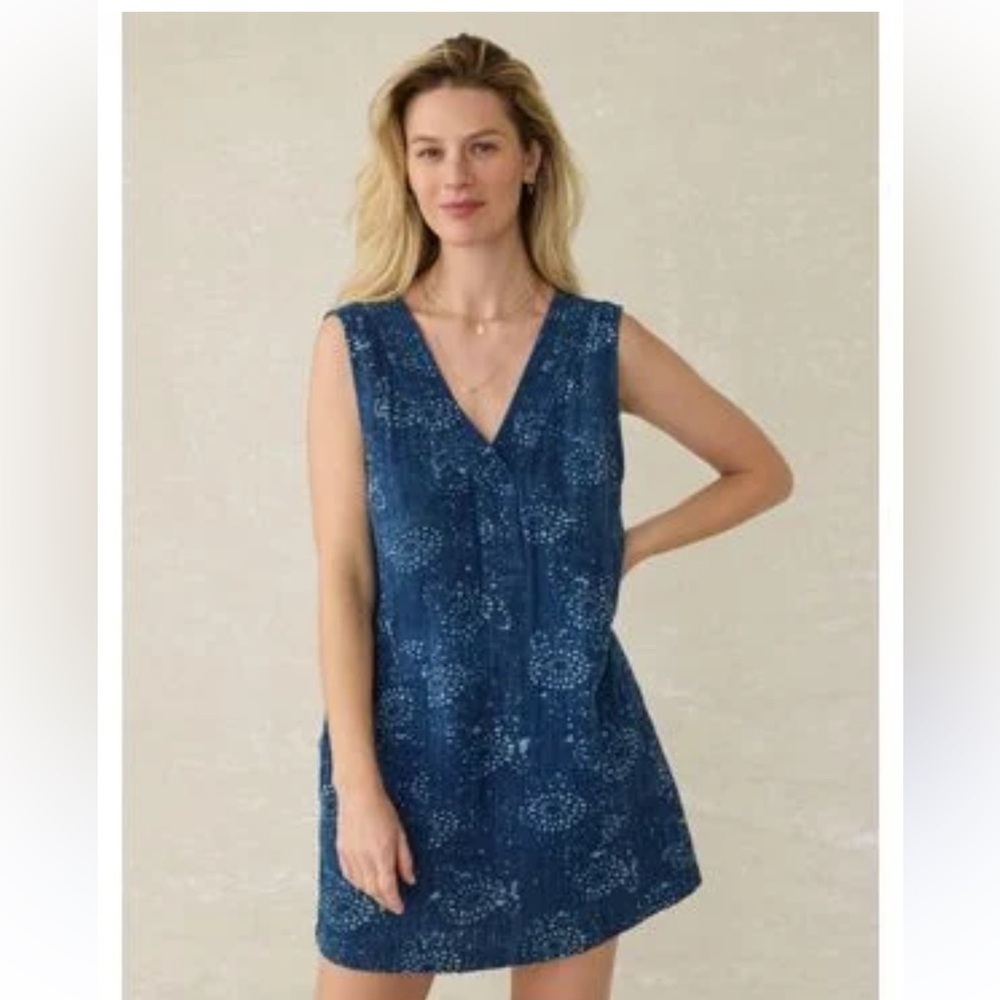 Faherty azure hemp dress XS